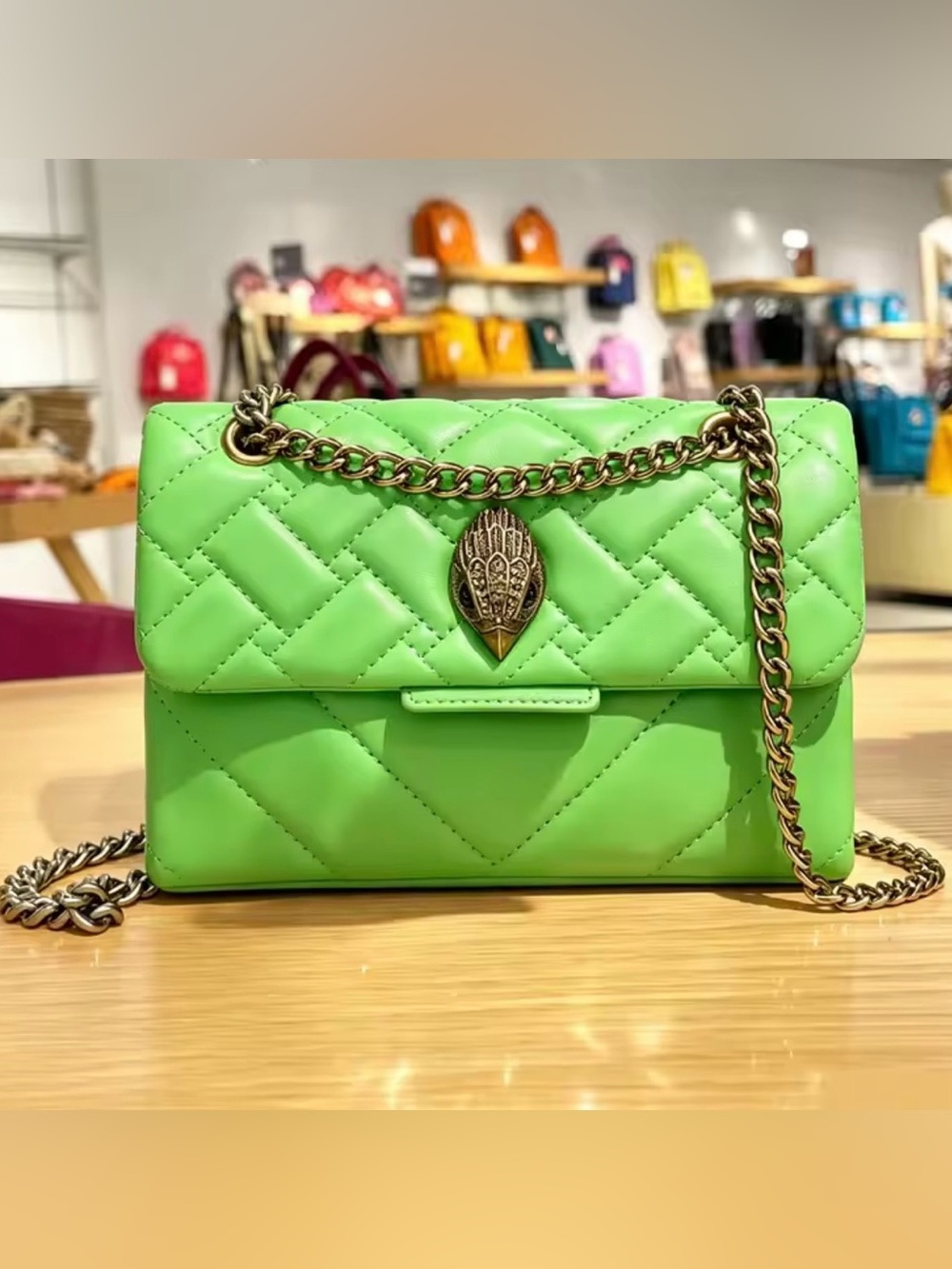 New designer inspired Quilted Lime Green Chain Shoulder Bag